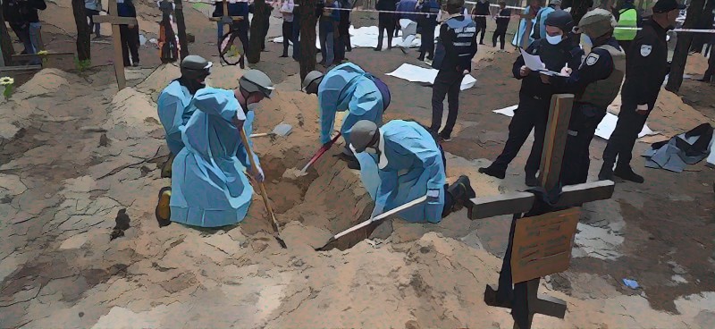Kínzásra utaló jeleket találtak tömegsírból exhumált holttesteken Izjumban